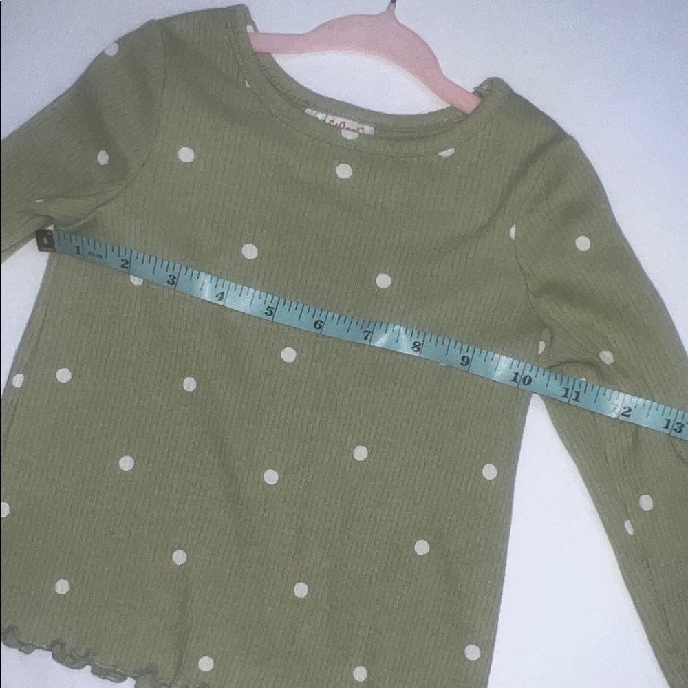 Cat & Jack Olive Polka Dot Long Sleeve Tee - Picture 5 of 7